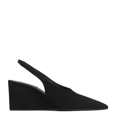 Alaïa Cube Wedge Slingbacks In Suede In Black