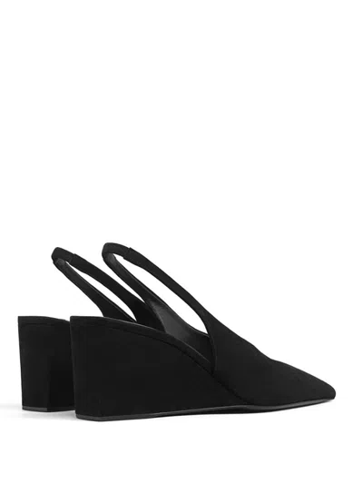 Alaïa Cube Wedge Slingbacks In Suede In Black