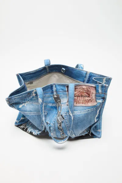 Acne Studios Women Denim Print Tote Bag In Multi