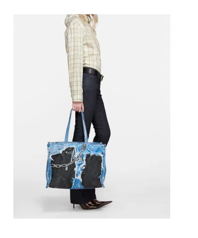 Acne Studios Women Denim Print Tote Bag In Multi