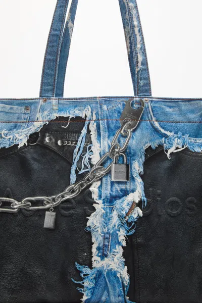 Acne Studios Women Denim Print Tote Bag In Multi