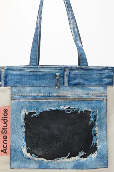 Acne Studios Women Denim Print Tote Bag In Multi