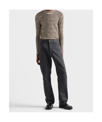 Prada Regular Raw Denim Jeans In Black