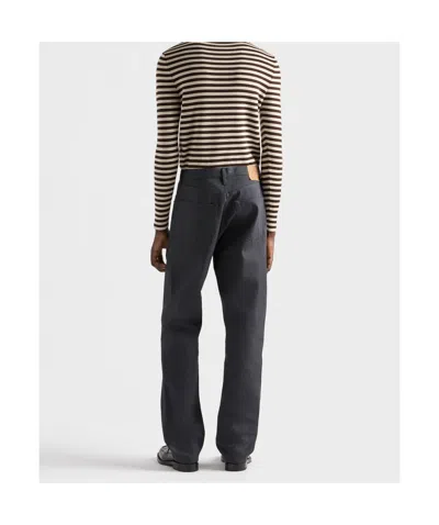 Prada Regular Raw Denim Jeans In Black