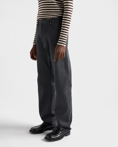 Prada Regular Raw Denim Jeans In Black