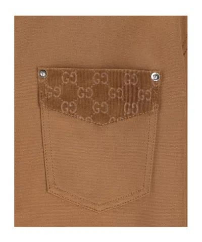 Gucci Blazer Camel Patterned Collar Buttoned Flap Pockets In Brown