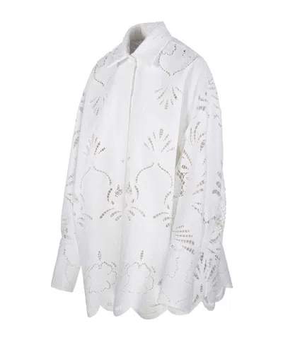 Giuseppe Di Morabito Broderie Anglaise Oversize Shirt In White