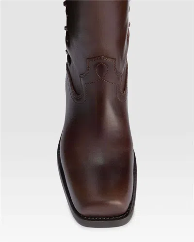 Paris Texas Roxanne Leather Knee High Block Heel Boots In Brown