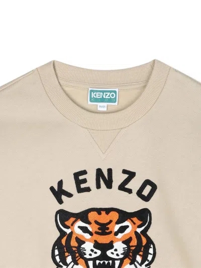 Kenzo Tiger-embroidered Crewneck Sweatshirt In Brown