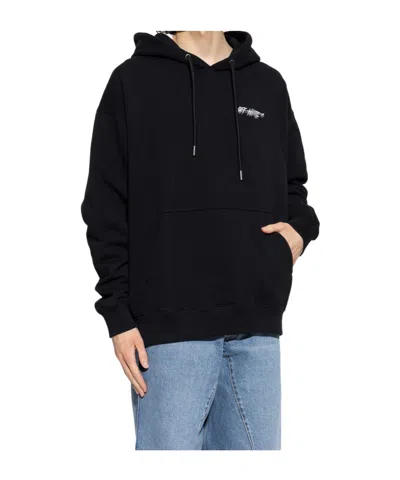 Off-white Vanish Arrow Printed French Cotton-terry Hoodie In Black