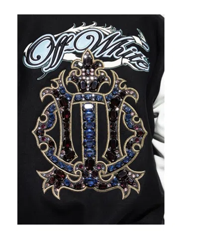 Off-white Royal Jewels Leather Wool Varsity Jacket In Black