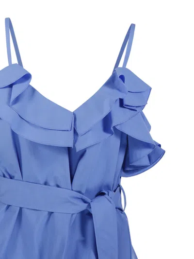 P.a.r.o.s.h Ruffled Belt Blouse In Blue