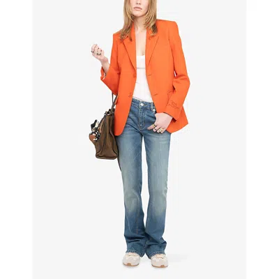 Zadig & Voltaire Womens Tangerine Vanille Single-breasted Woven Blazer In Orange