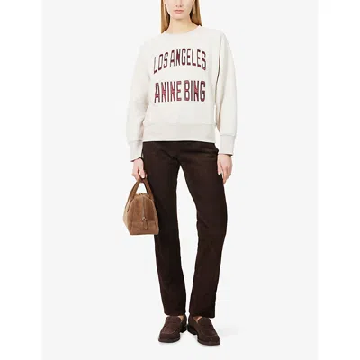 Anine Bing Womens Oatmeal Melange Harry Logo-embroidered Cotton Sweatshirt In White