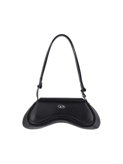 Diesel Play Logo Plaque Shoulder Bag In Black