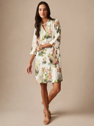 J.mclaughlin Women's Roni Dress In Tidal Palms White/coral/green