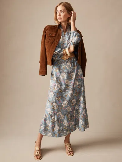 J.mclaughlin Women's Amrita Dress In Zebra Story Denim In Blue