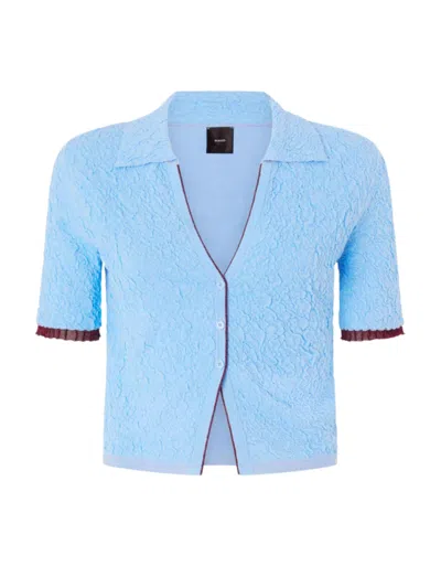Pinko Short-sleeved Knitted Cardigan In Blue
