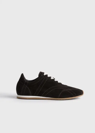 Totême Leather Sneakers Contrast Stitching Low Top Rubber In Black
