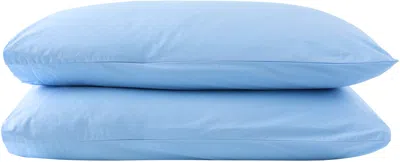 Tekla Blue Percale Pillowcase Set In Blue