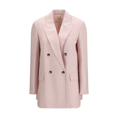 Max Mara Ombrosa Double Breasted Wool Blazer Jackets Rose In Purple