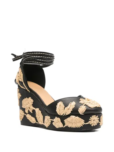 花卉刺绣裹踝凉鞋