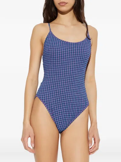 The Upside Gingham-pattern One-piece In Blue