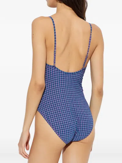 The Upside Gingham-pattern One-piece In Blue