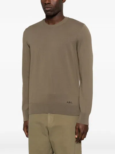A.p.c. A. P.c. Minimalist Pullover Sweater For Men In Green
