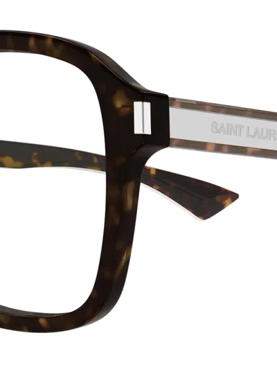 Saint Laurent Pilot-frames Glasses In Brown