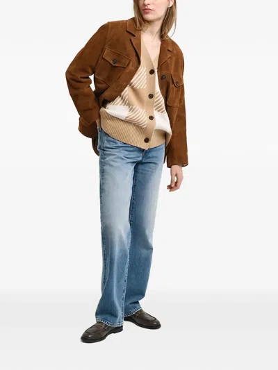 Gant Checked-pattern Button-fastening Cardigan In Brown