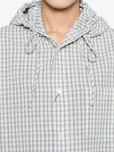 Dunst Hooded Checked-pattern Shirt In Blue