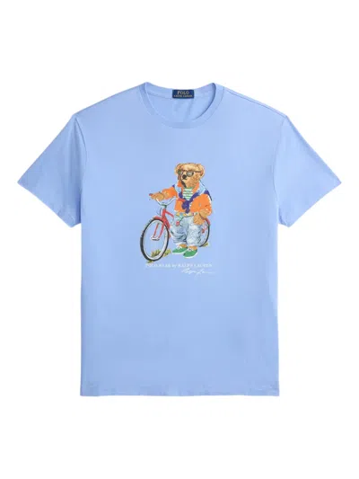 Polo Ralph Lauren Short Sleeve Jersey Knit Novelty Summer Bear Tee In Blue