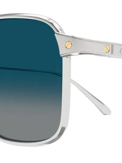 Cartier Square Frame Sunglasses In Blue