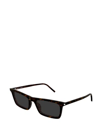 Saint Laurent Rectangle-frame Sunglasses In Brown