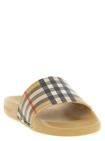 Burberry Check-pattern Sandals In Neutral