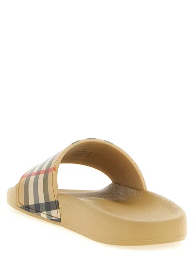 Burberry Check-pattern Sandals In Neutral