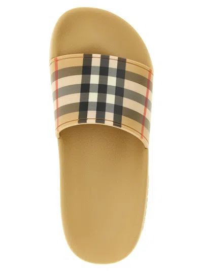 Burberry Check-pattern Sandals In Neutral