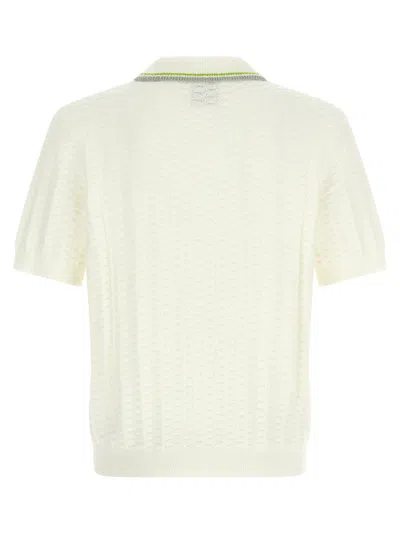 Casablanca Men Ivory Boucle Polo Shirt In Neutral