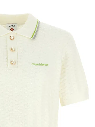 Casablanca Men Ivory Boucle Polo Shirt In Neutral