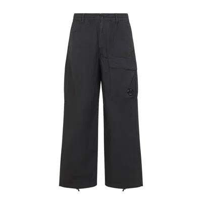 C.p. Company C.p.company Grey Micro-reps Boxy Cotton Cargo Pants In Black