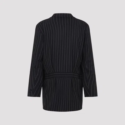 Y-3 Black Pinstripe Refined Wool Chore Blazer In Black