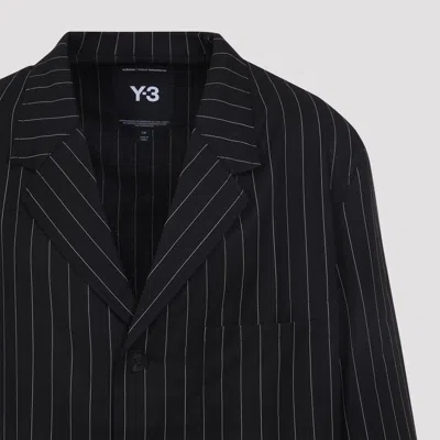 Y-3 Black Pinstripe Refined Wool Chore Blazer In Black