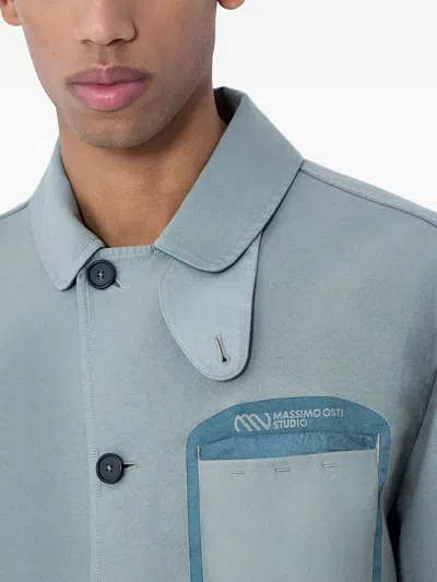 Moos Studio Contrast-pocket Jacket In Blue