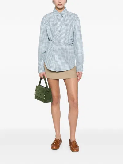 Dunst Oversized Light Blue Check Shirt Women In Blue