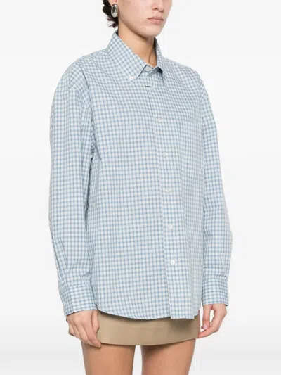 Dunst Oversized Light Blue Check Shirt Women In Blue