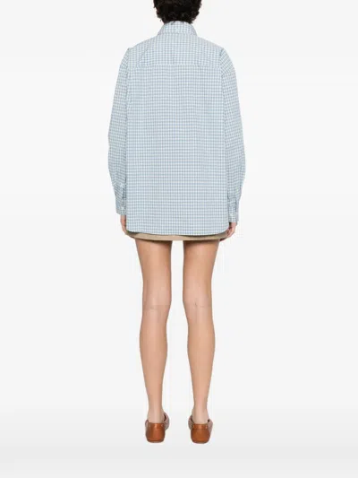 Dunst Oversized Light Blue Check Shirt Women In Blue