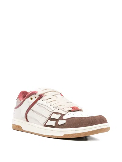 Amiri Brown Xl Skel Top Low Cow Leather Sneakers In Pattern