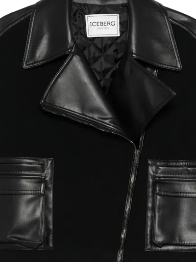 Iceberg Zip-up Biker Jacket In Black
