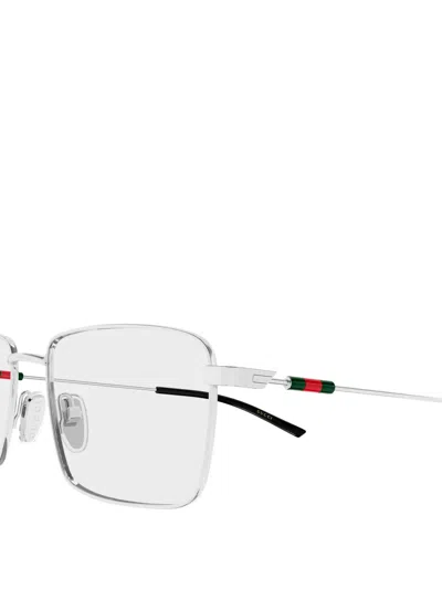 Gucci Eyewear Rectangular Frame Glasses In Silver